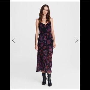 Kari New York Sleeveless Midi Dress Beige with Plum Flowers Woman’s Size 10